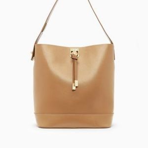 Danier tan leather bucket bag crossbody